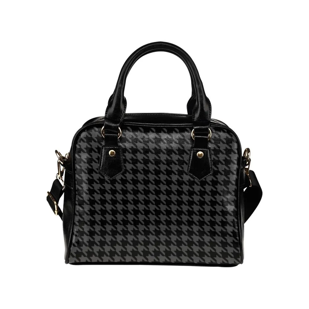 Shoulder Handbag-Classic Black Houndstooth, Vegan Leather, Shoulder Bags for Women, Over the Shoulder Bag