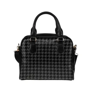 Shoulder Handbag-Classic Black Houndstooth, Vegan Leather, Shoulder Bags for Women, Over the Shoulder Bag