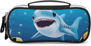 Smiling Shark Leather Makeup Bag Portable Small Cosmetic Organizer Waterproof Toiletry Bags Brushes Pencils And Travel Make Up Accessories
