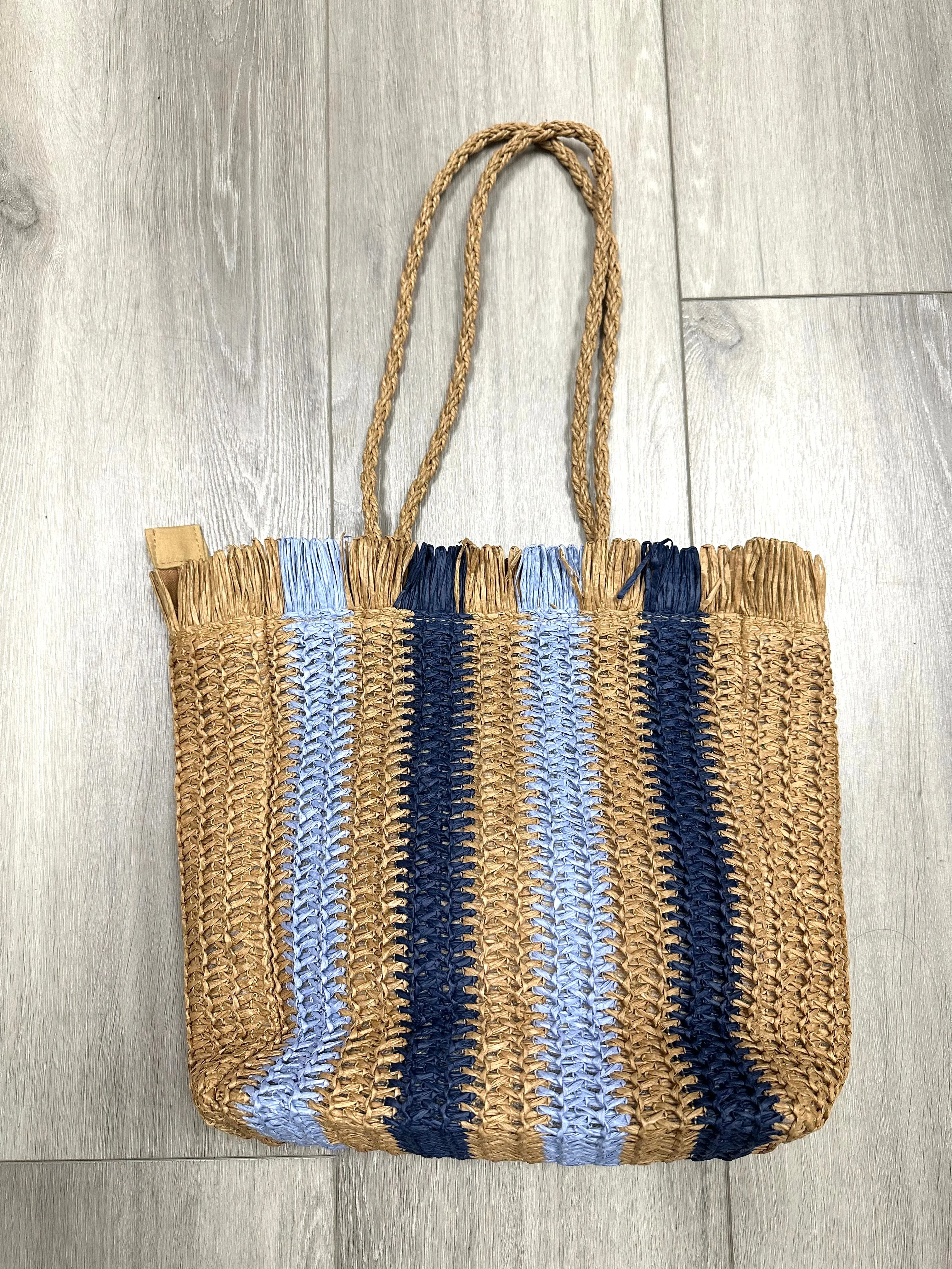 Striped Raffia Shoulder Bag