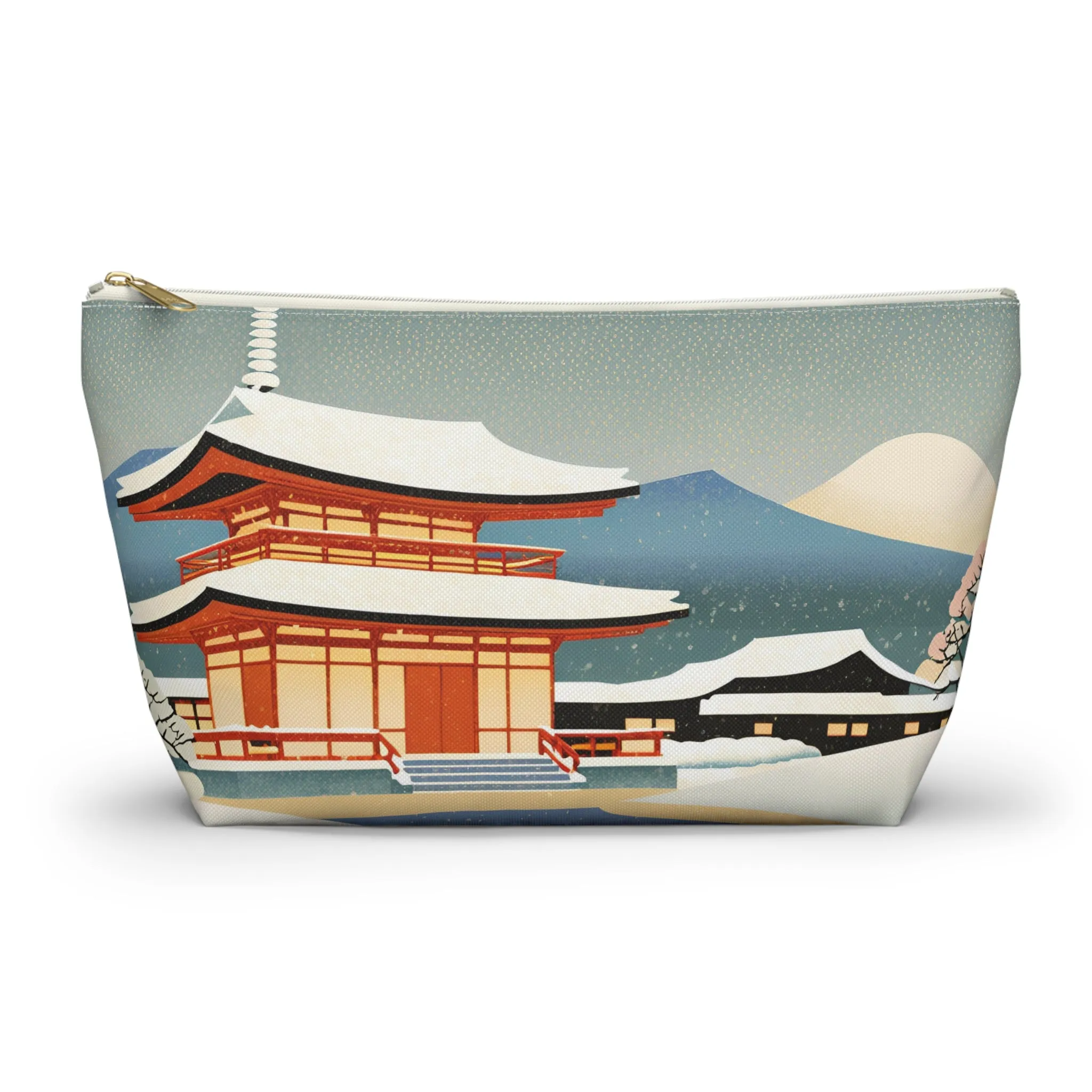 Temple in Winter Light | Portable Tech Pouch for Gamers & Remote Workers