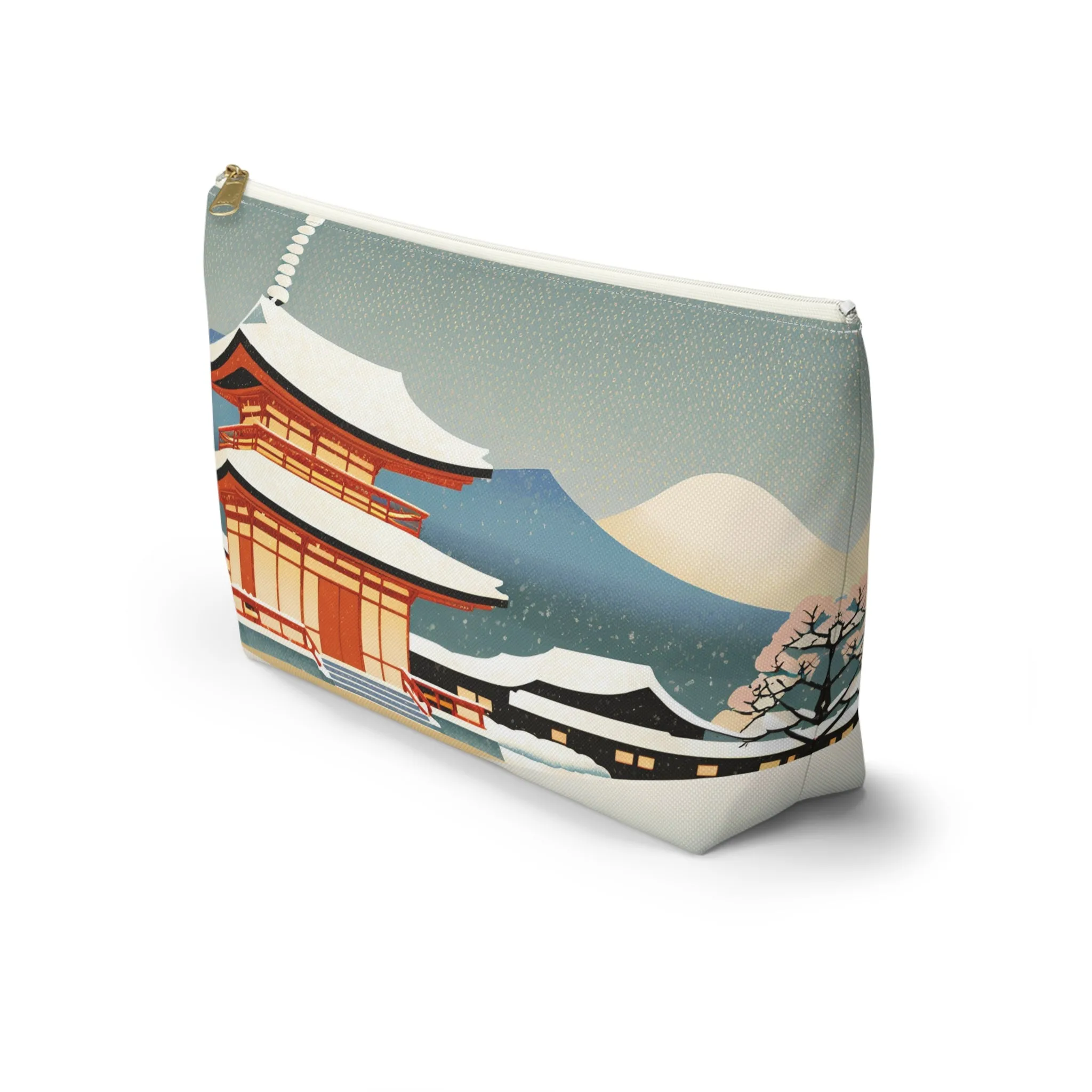 Temple in Winter Light | Portable Tech Pouch for Gamers & Remote Workers