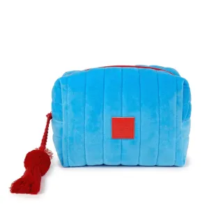 THE SOMEWHERE CO VELVET COSMETIC POUCH: BLUE