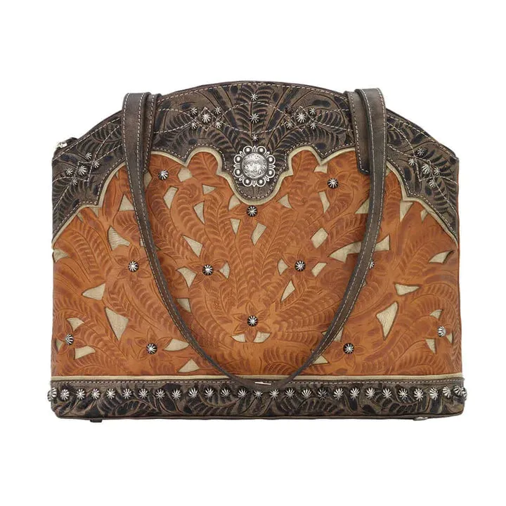 Tooled Leather Concealed Carry Shoulder Bag