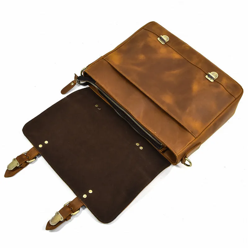 Vintage Men Leather Large Storage Business Briefcase 8321