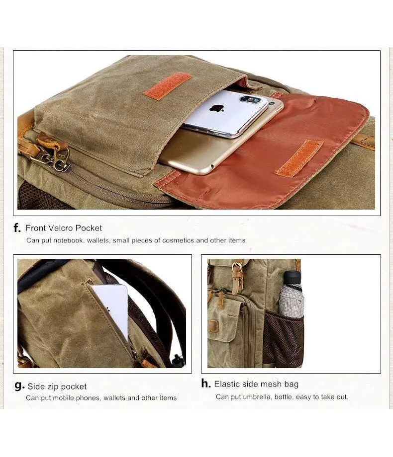 Vintage Outdoor Waterproof Camera Bag Backpack