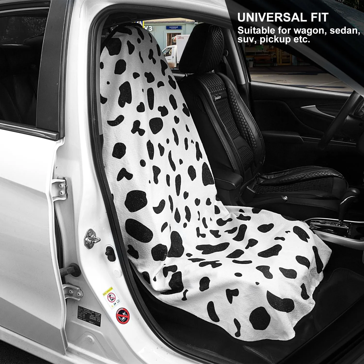 Waterproof Sweating Car Seat Cover for Post Gym Workout, Running, Swimming, Beach and Hiking, Universal Fit Non-Slip Bucket Seat Protector for Cars SUV Trucks, Machine Washable (1pcs-Cow)