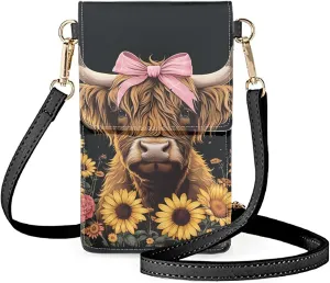 WELLFLYHOM Mini Touchscreen Crossbody Phone Bags for Women with Card Slots Shoulder Bag Purse Leather