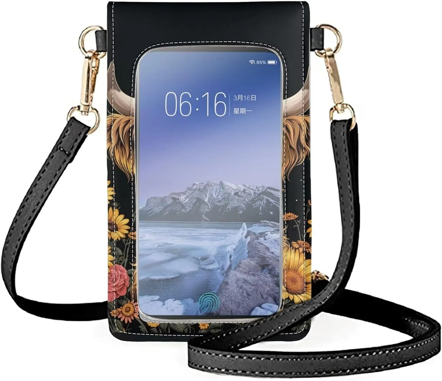 WELLFLYHOM Mini Touchscreen Crossbody Phone Bags for Women with Card Slots Shoulder Bag Purse Leather