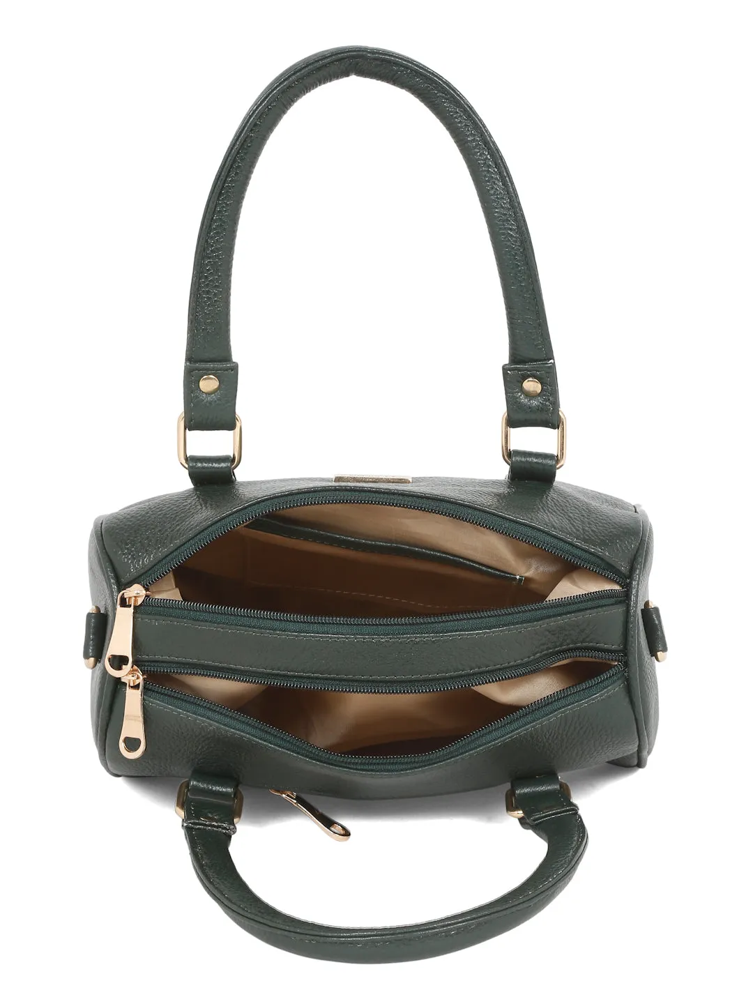 Women Green Texture Leather Structured Bag