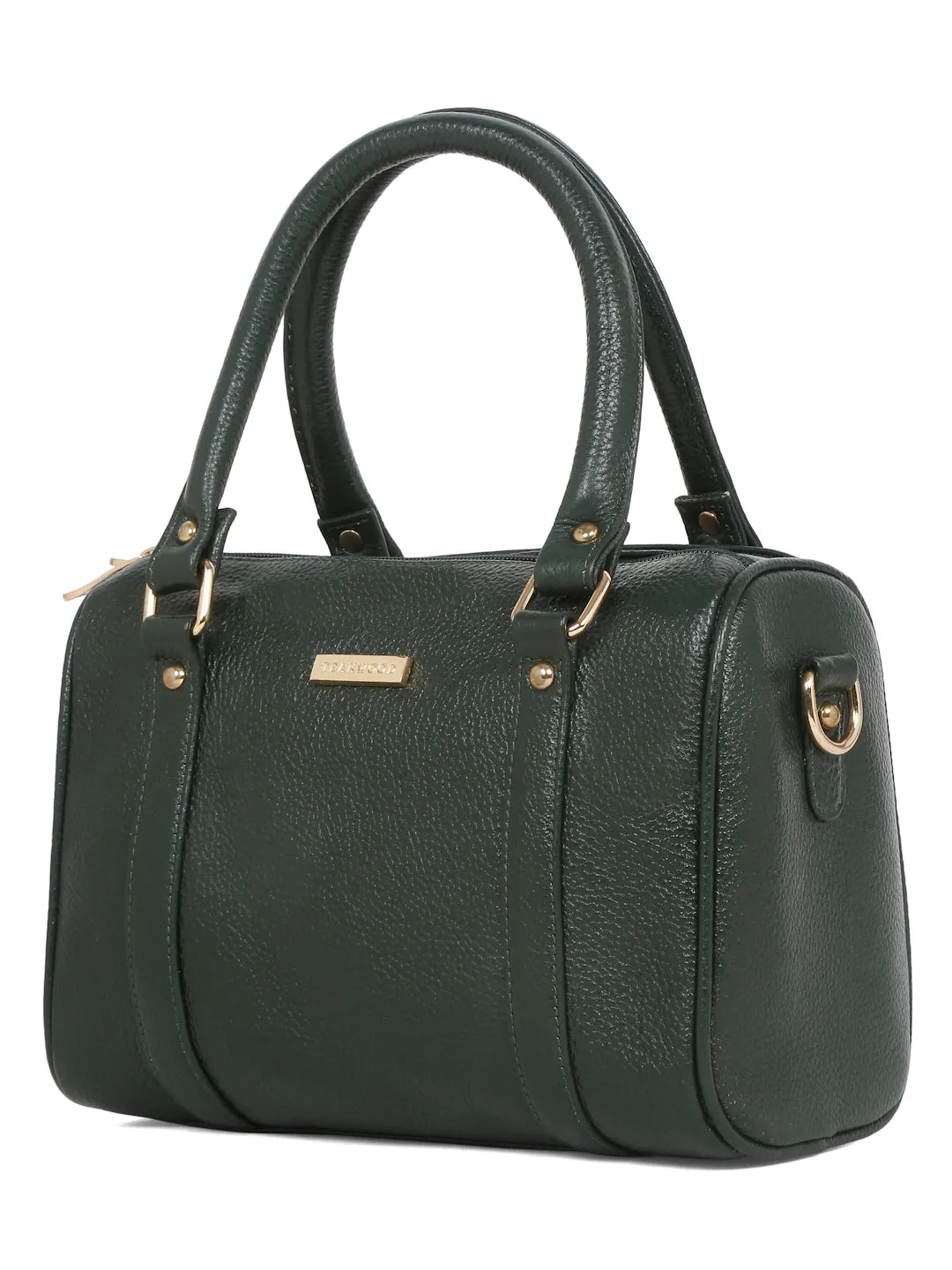 Women Green Texture Leather Structured Bag