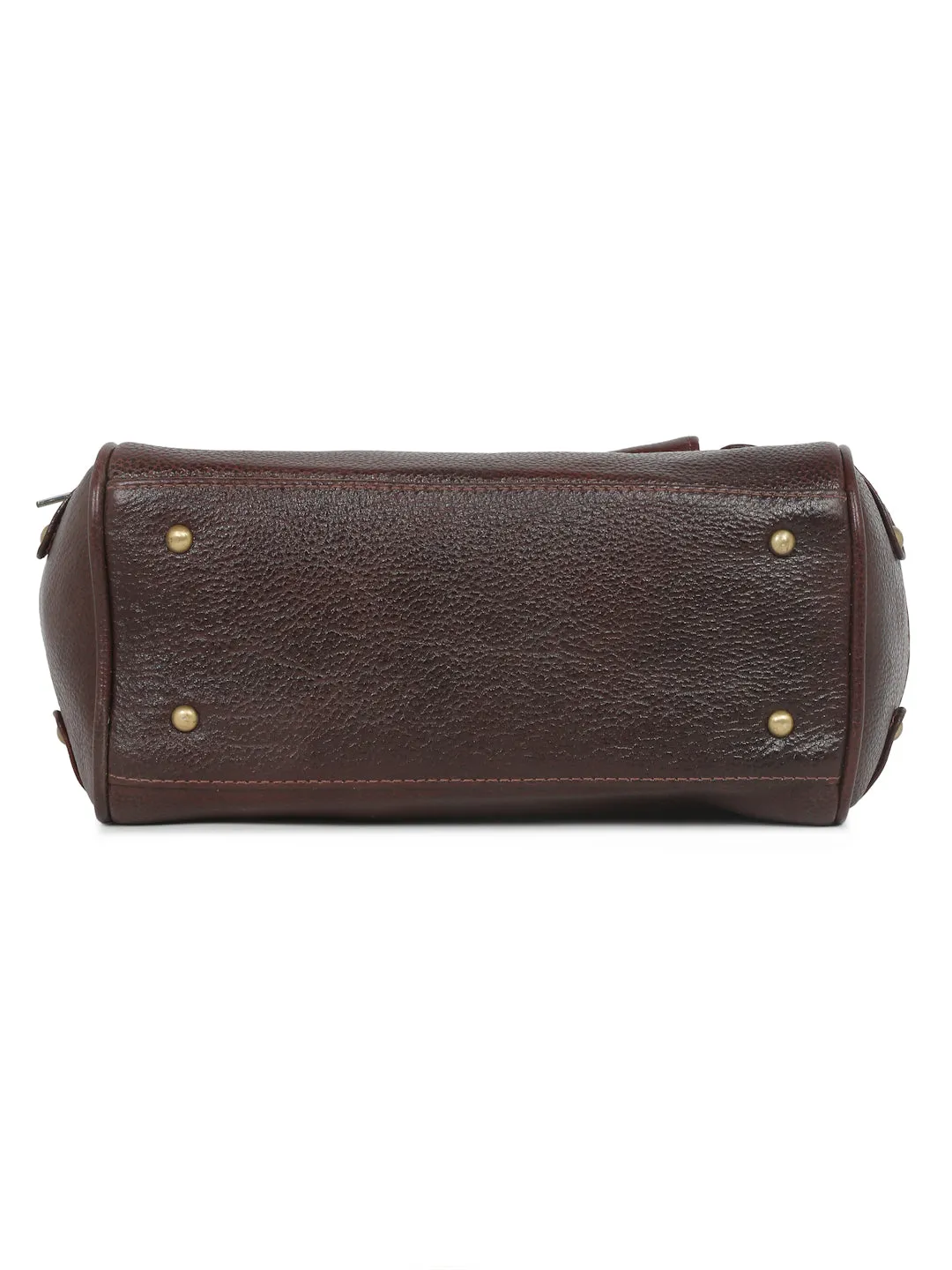 Women Leather Brown Structured Handheld Bag