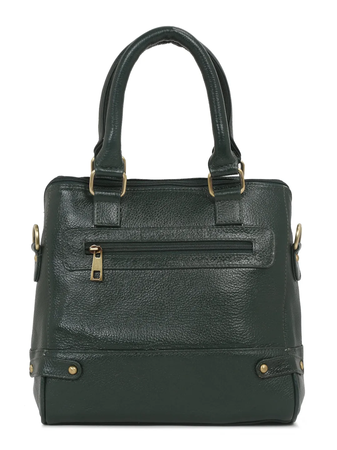 Women Leather Green Structured Handheld Bag