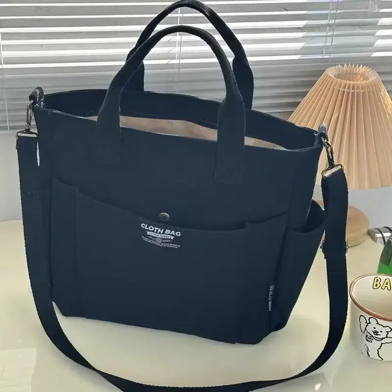 Women's Modern Urban Minimalist Canvas Tote Shoulder Handbag Large Capacity Crossbody Bags
